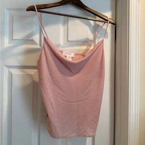 Renee C. Blush Pink Satin Cowl Neck Camisole